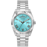 Guess Connoisseur Turquoise Dial Silver Steel Strap Watch for Men - GW0265G11 Authentic Buy Shop Now
