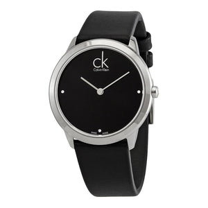 Calvin Klein Minimal Black Dial Black Leather Strap Watch for Men - K3M221CS Authentic Buy Shop Now