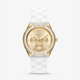 Michael Kors Jessa Quartz Gold Dial White Silicone Strap Watch For Women - MK7267 Authentic Buy Shop Now