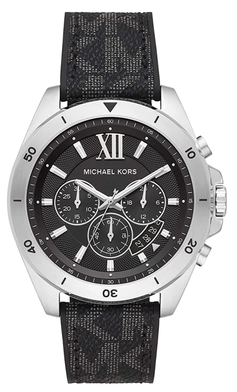 Michael Kors Brecken Chronograph Black Dial Black Leather Strap Watch For Men - MK8850 Authentic Buy Shop Now