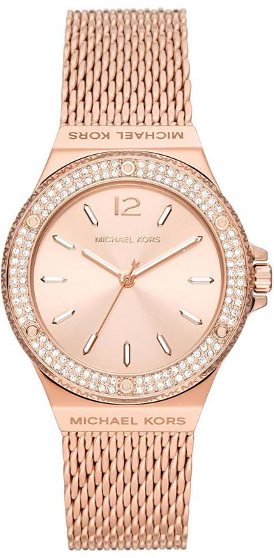 Michael Kors Lennox Three Hand Rose Gold Dial Rose Gold Mesh Strap Watch For Women - MK7336 Authentic Buy Shop Now