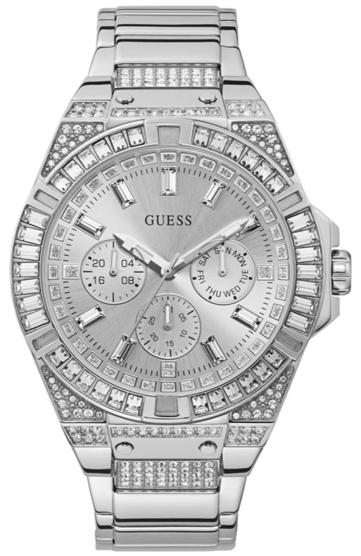 Guess Zeus Multifunction Diamonds Silver Dial Silver Steel Strap Watch for Men - GW0209G1 Authentic Buy Shop Now