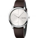 Calvin Klein Minimal Silver Dial Brown Leather Strap Watch for Men - K3M211G6 Authentic Buy Shop Now