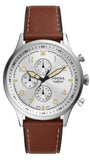 Fossil Retro Pilot Chronograph Silver Dial Brown Leather Strap Watch for Men - FS5809 Authentic Buy Shop Now