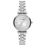 Emporio Armani Gianni T-Bar Quartz Silver Dial Silver Steel Strap Watch For Women - AR11445 Authentic Buy Shop Now