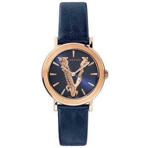 Versace Virtus Quartz Blue Dial Blue Leather Strap Watch for Women - VEHC00419 Authentic Buy Shop Now