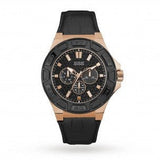 Guess Force Analog Black Dial Black Leather Strap Watch For Men - W0674G6 Authentic Buy Shop Now