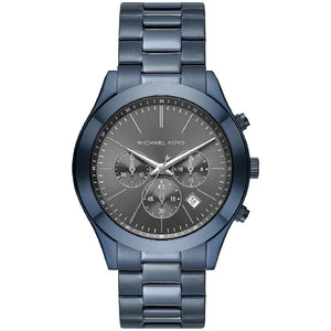 Michael Kors Slim Runway Chronograph Black Dial Blue Steel Strap Watch for Men - MK8918 Authentic Buy Shop Now