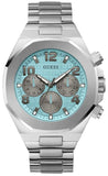 Guess Empire Chronograph Quartz Sky Blue Dial Silver Steel Strap Watch For Men - GW0489G3 Authentic Buy Shop Now