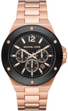 Michael Kors Lennox Chronograph Black Dial Rose Gold Steel Strap Watch For Men - MK8940 Authentic Buy Shop Now