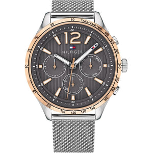 Tommy Hilfiger Gavin Chronograph Quartz Grey Dial Silver Mesh Bracelet Watch for Men - 1791466 Authentic Buy Shop Now