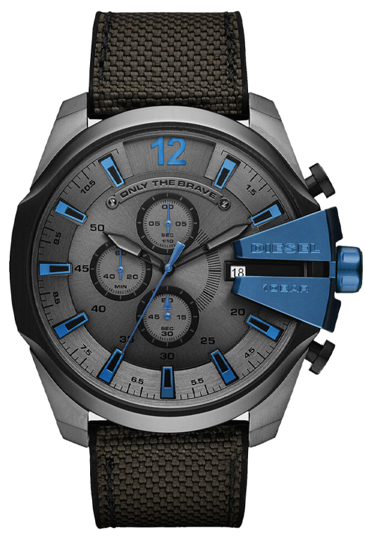 Diesel Mega Chief Chronograph Black Dial Black Nylon Strap Watch For Men - DZ4500 Authentic Buy Shop Now