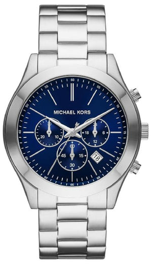 Michael Kors Slim Runway Chronograph Blue Dial Silver Steel Strap Watch For Men - MK8917 Authentic Buy Shop Now