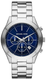Michael Kors Slim Runway Chronograph Blue Dial Silver Steel Strap Watch For Men - MK8917 Authentic Buy Shop Now