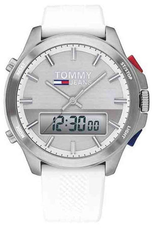 Tommy Hilfiger Digital Silver Dial White Silicone Strap Watch For Men - 1791764 Authentic Buy Shop Now
