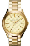 Michael Kors Slim Runway Gold Dial Gold Steel Strap Watch for Women - MK3335 Authentic Buy Shop Now