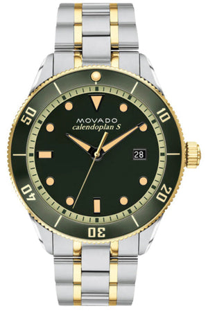 Movado Heritage Calendoplan Black Dial Two Tone Steel Strap Watch For Men - 3650096 Authentic Buy Shop Now