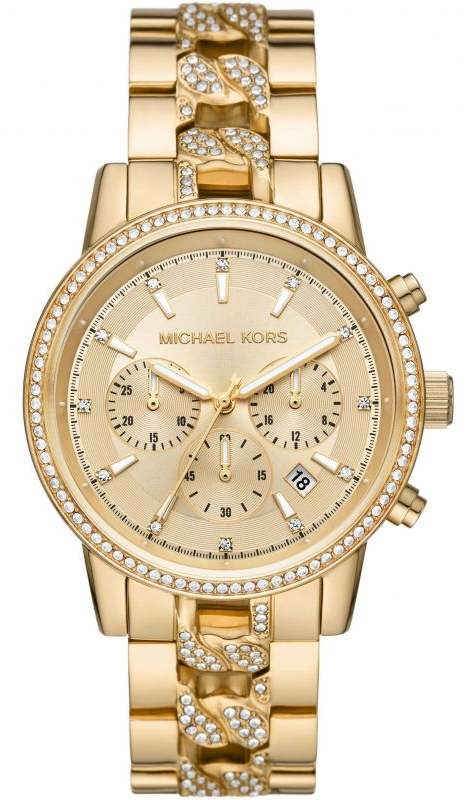 Michael Kors Ritz Chronograph Gold Dial Gold Steel Strap Watch For Women - MK6937 Authentic Buy Shop Now