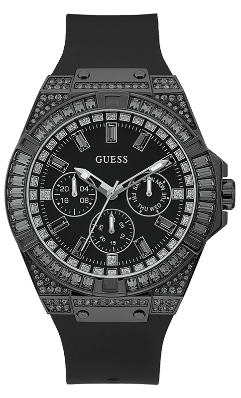 Guess Zeus Multifunction Crystals Black Dial Black Silicone Strap Watch For Men - GW0208G5 Authentic Buy Shop Now