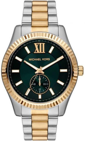 Michael Kors Lexington Quartz Green Dial Two Tone Steel Strap Watch For Men - MK9063 Authentic Buy Shop Now