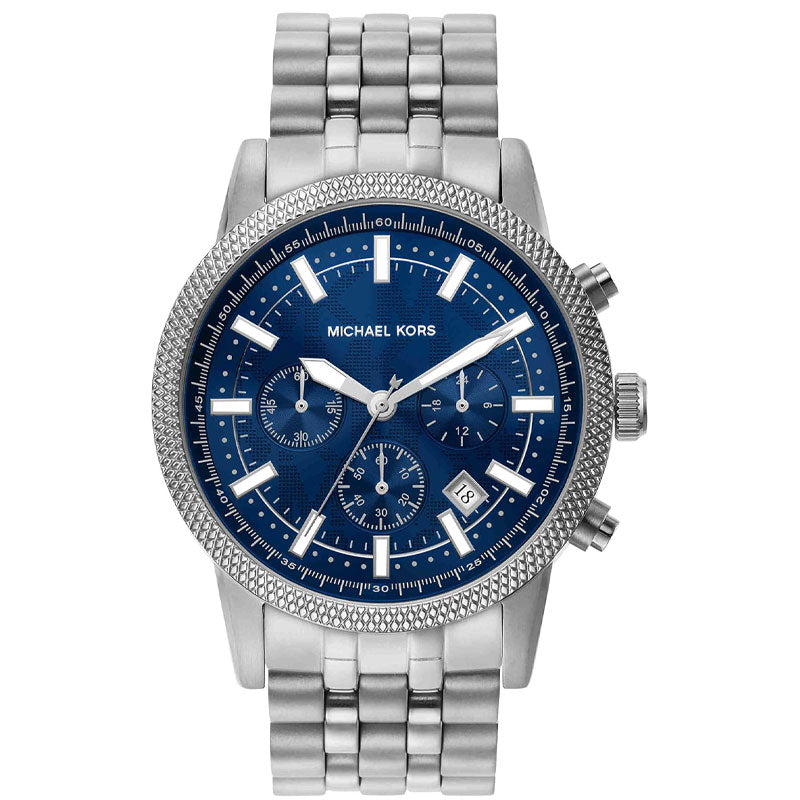 Michael Kors Hutton Chronograph Blue Dial Blue Steel Strap Watch For Men - MK8952 Authentic Buy Shop Now