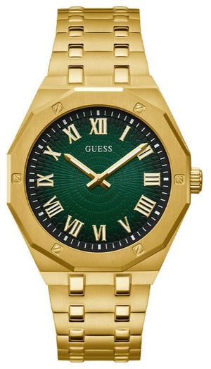 Guess Asset Quartz Green Dial Gold Steel Strap Watch For Men - GW0575G2 Authentic Buy Shop Now