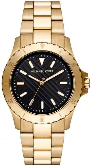 Michael Kors Everest Three-Hand Black Dial Gold Steel Strap Watch For Men - MK9078 Authentic Buy Shop Now