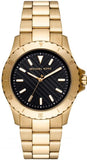 Michael Kors Everest Three-Hand Black Dial Gold Steel Strap Watch For Men - MK9078 Authentic Buy Shop Now