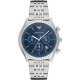 Emporio Armani Luigi Chronograph Quartz Blue Dial Silver Steel Strap Watch For Men - AR1974 Authentic Buy Shop Now