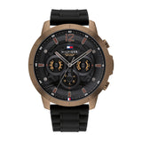 Tommy Hilfiger Luca Chronograph Black Dial Black Rubber Strap Watch For Men - 1710491 Authentic Buy Shop Now