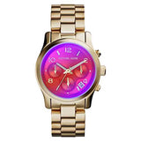 Michael Kors Runway Iridescent Pink Dial Gold Steel Strap Watch for Women - MK5939 Authentic Buy Shop Now