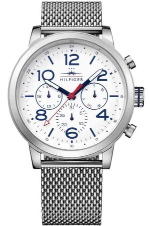 Tommy Hilfiger Jake Quartz White Dial Silver Mesh Bracelet Watch for Men - 1791233 Authentic Buy Shop Now