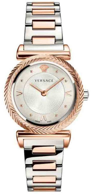 Versace V-Motif Silver Dial Two Tone Steel Strap Watch for Women - VERE00718 Authentic Buy Shop Now