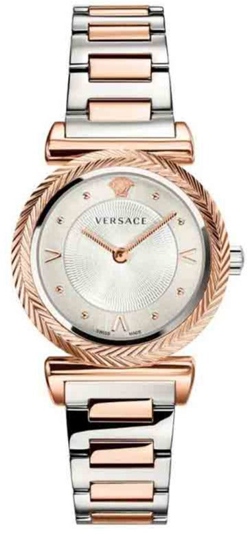 Versace V-Motif Silver Dial Two Tone Steel Strap Watch for Women - VERE00718 Authentic Buy Shop Now