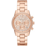 Michael Kors Ritz Chronograph Rose Gold Dial Rose Gold Steel Strap Watch For Women - MK7302 Authentic Buy Shop Now