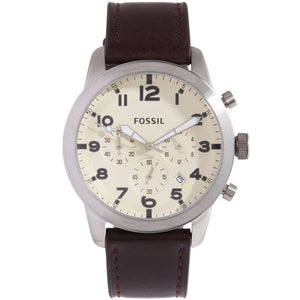 Fossil Pilot Chronograph White Dial Brown Leather Strap Watch for Men - FS5146 Authentic Buy Shop Now