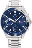 Tommy Hilfiger Larson Chronograph Blue Dial Silver Steel Strap Watch For Men - 1791917 Authentic Buy Shop Now