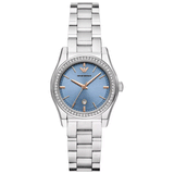 Emporio Armani Federica Three-Hand Date Blue Dial Silver Steel Strap Watch For Women - AR11593 Authentic Buy Shop Now