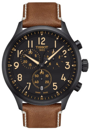 Tissot Chrono XL Quartz Black Dial Brown Leather Strap Watch For Men - T116.617.36.052.03 Authentic Buy Shop Now
