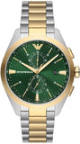 Emporio Armani Claudio Chronograph Green Dial Two Tone Steel Strap Watch For Women - AR11511 Authentic Buy Shop Now