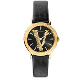 Versace Virtus Quartz Black Dial Black Leather Strap Watch for Women - VEHC00119 Authentic Buy Shop Now