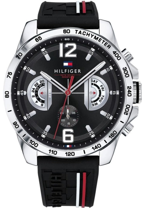 Tommy Hilfiger Decker Quartz Black Dial Black Rubber Strap Watch for Men - 1791473 Authentic Buy Shop Now
