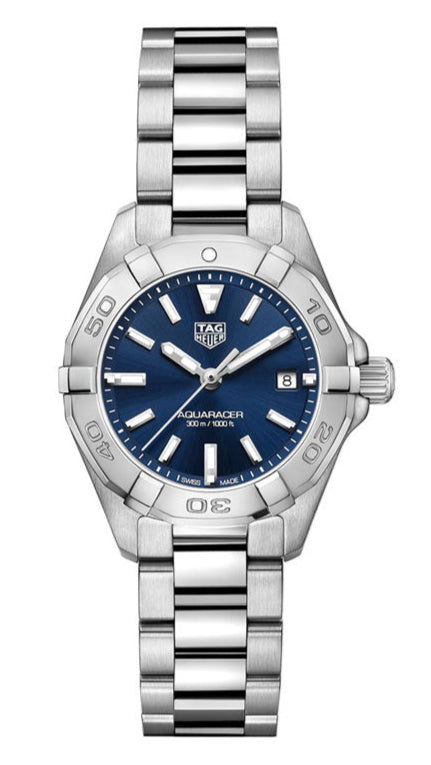 Tag Heuer Aquaracer Blue Dial Silver Steel Strap Watch for Women - WBD1412.BA0741 Authentic Buy Shop Now