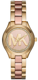 Michael Kors Mini Slim Runway Rose Gold Dial Two Tone Steel Strap Watch for Women - MK3650 Authentic Buy Shop Now