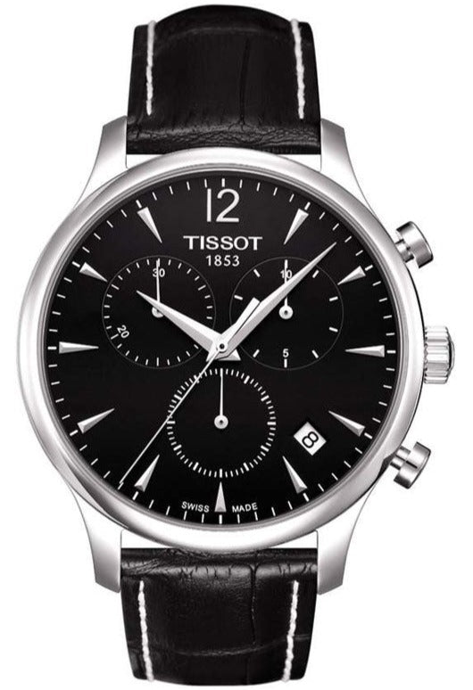 Tissot T Classic Tradition Chronograph Black Dial Black Leather Strap Watch For Men - T063.617.16.057.00 Authentic Buy Shop Now