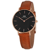 Daniel Wellington Classic Petite Durham Black Dial Brown Leather Strap Watch For Women - DW00100166 Authentic Buy Shop Now