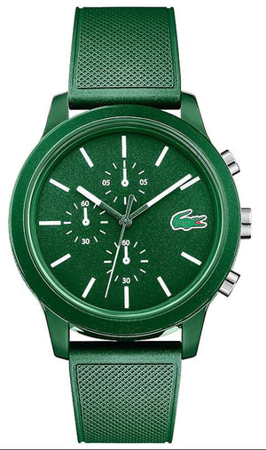 Lacoste 12.12 Chronograph Green Dial Green Silicone Strap Watch for Men - 2010973 Authentic Buy Shop Now