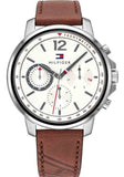 Tommy Hilfiger Landon Chronograph White Dial Brown Leather Strap Watch for Men - 1791531 Authentic Buy Shop Now