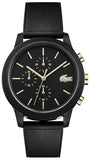 Lacoste 12.12 Chronograph Black Dial Black Silicon Strap Watch for Men - 2011012 Authentic Buy Shop Now