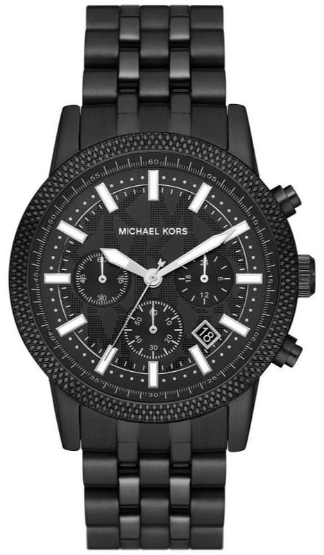 Michael Kors Hutton Chronograph Black Dial Black Steel Strap Watch For Men - MK9089 Authentic Buy Shop Now